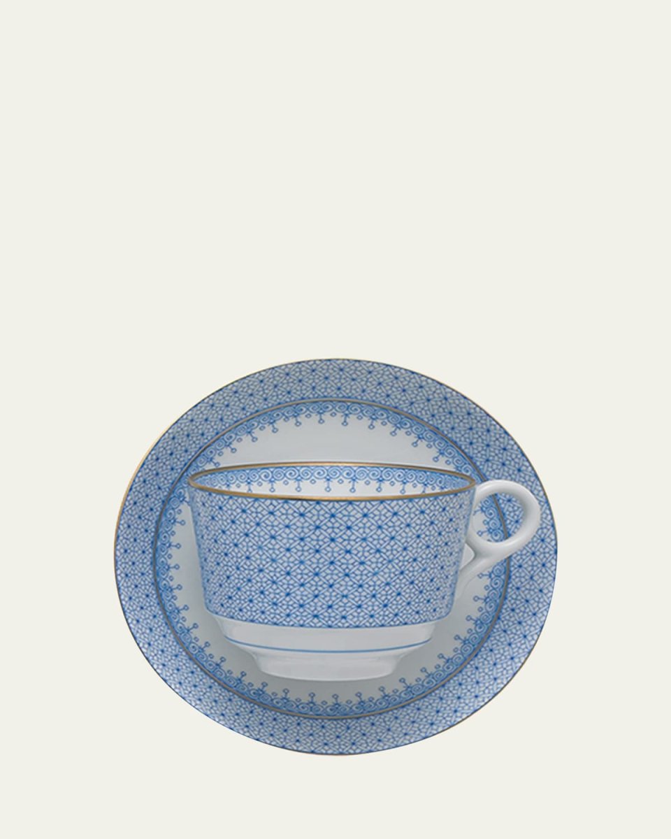 Cornflower Lace Teacup & Saucer Plate
